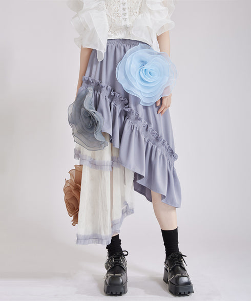 Big Flower See-Through Skirt
